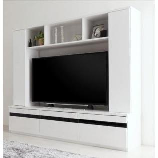 テレビ台169cm 50インチV型対応 ホワイト 鏡面仕上げ 白 壁面収納 背面