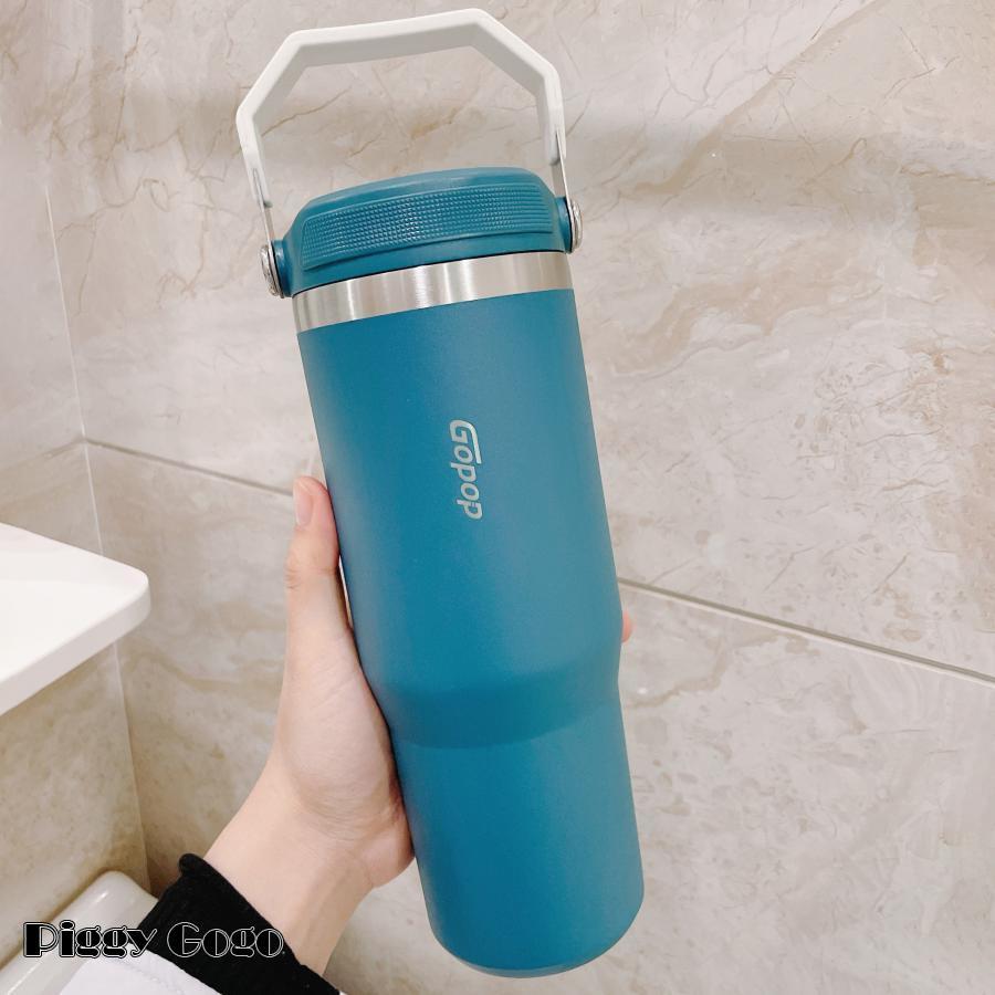 タンブラー 蓋付き 保温 保冷 大容量 水筒 ストロー付き 900ml 直飲み