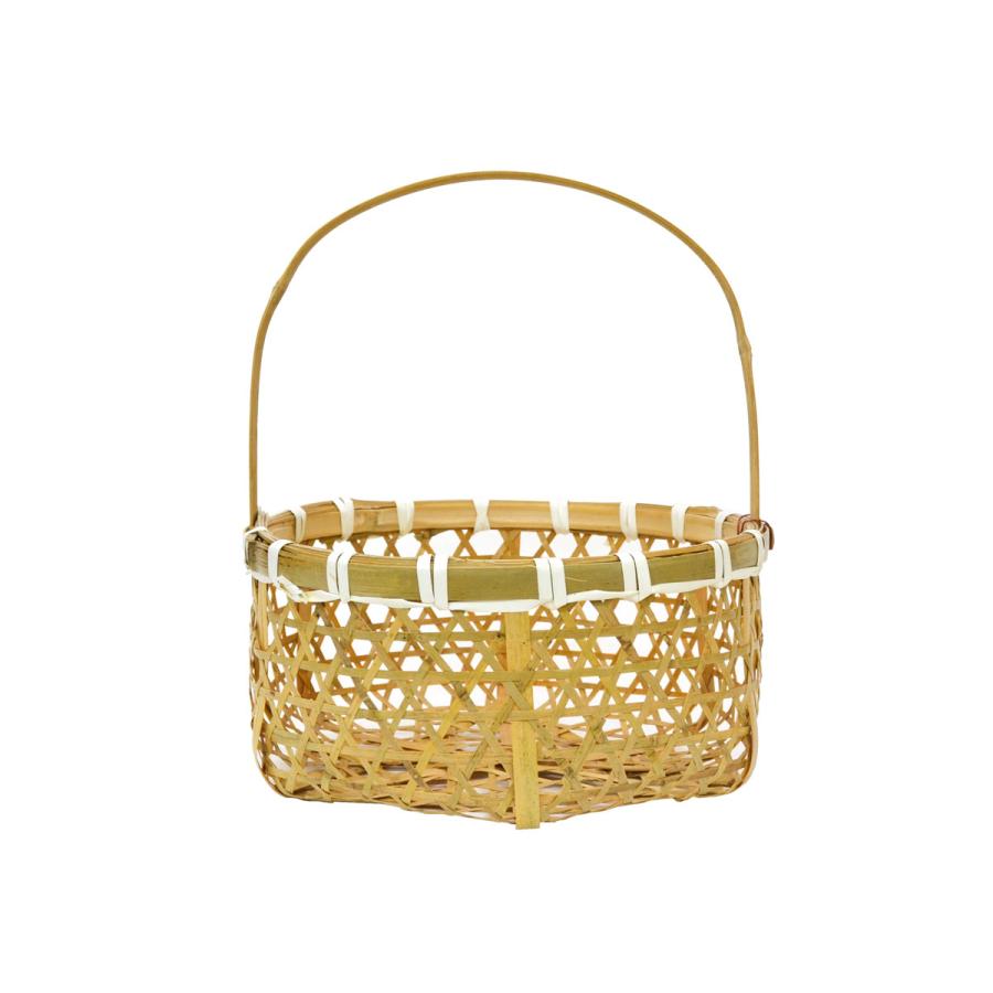 竹の収穫かご 青竹 六ツ目編み 六角 一本手 L 竹籠 : ラタンハウス