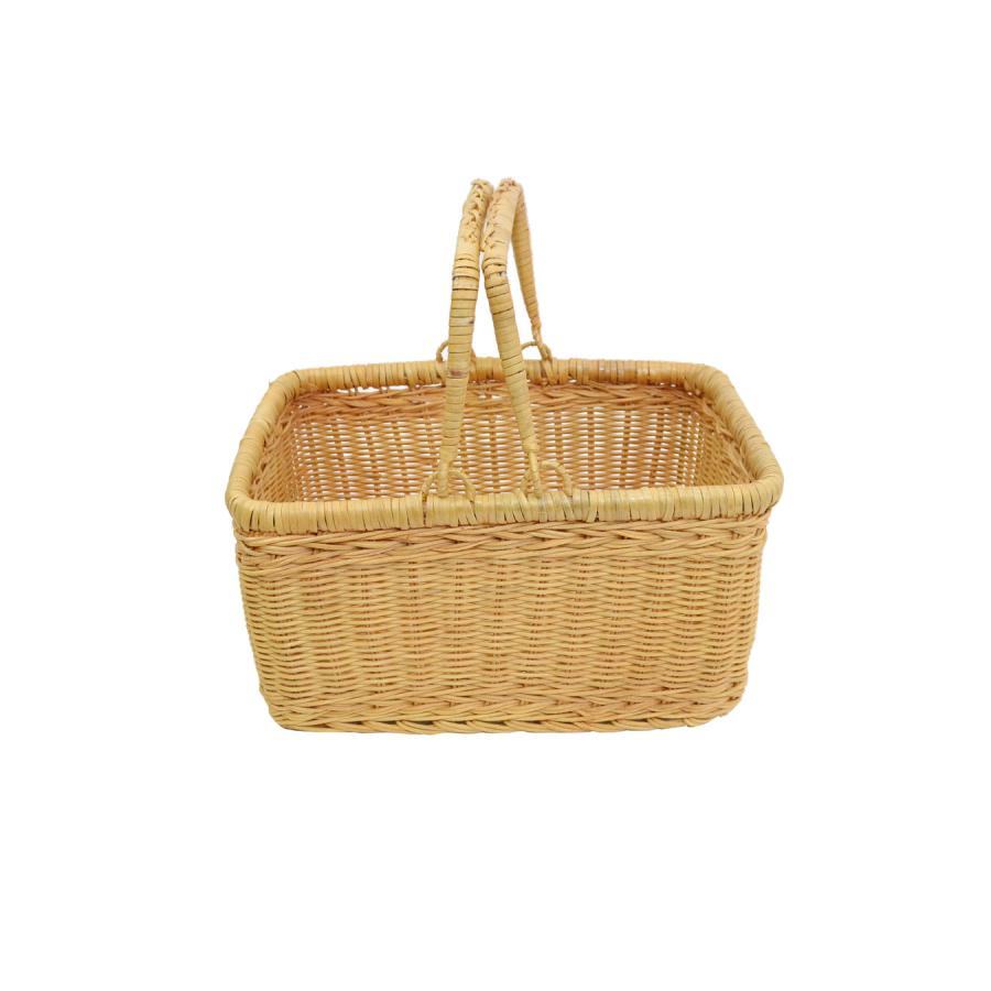 ラタンバスケット 持ち手 二本手 ピクニック かごバッグ : ラタン