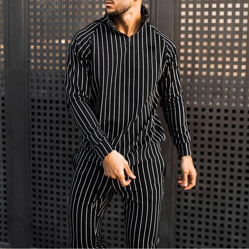 セットアップ パーカー ジップアップパーカ 縦縞スウェットパンツ