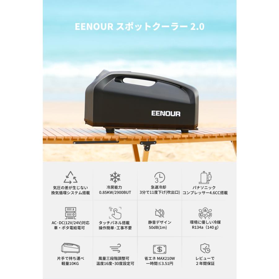 EENOUR スポットクーラー2.0 エアコン 0.85kW/2900BTU 熱中症 省エネ
