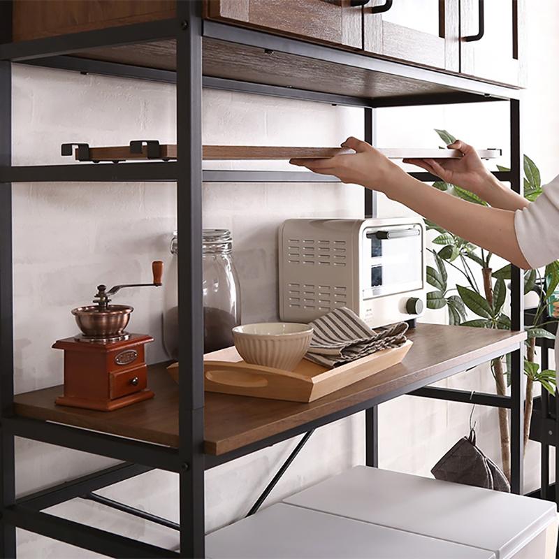 キッチンラック 食器棚 幅90cm ヴィンテージブラウン 全2色 ゴミ箱上