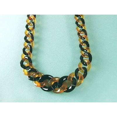 本べっ甲 ネックレス 喜平 飴色本鼈甲と黒 本鼈甲をつなぎあわせた 長