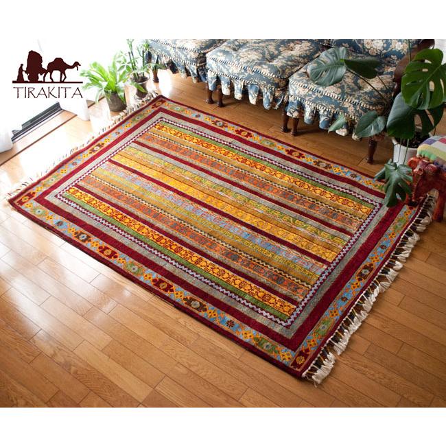 送料無料 ラグ マット 絨毯 手織り絨毯 手織りのインド絨毯(約183cm x