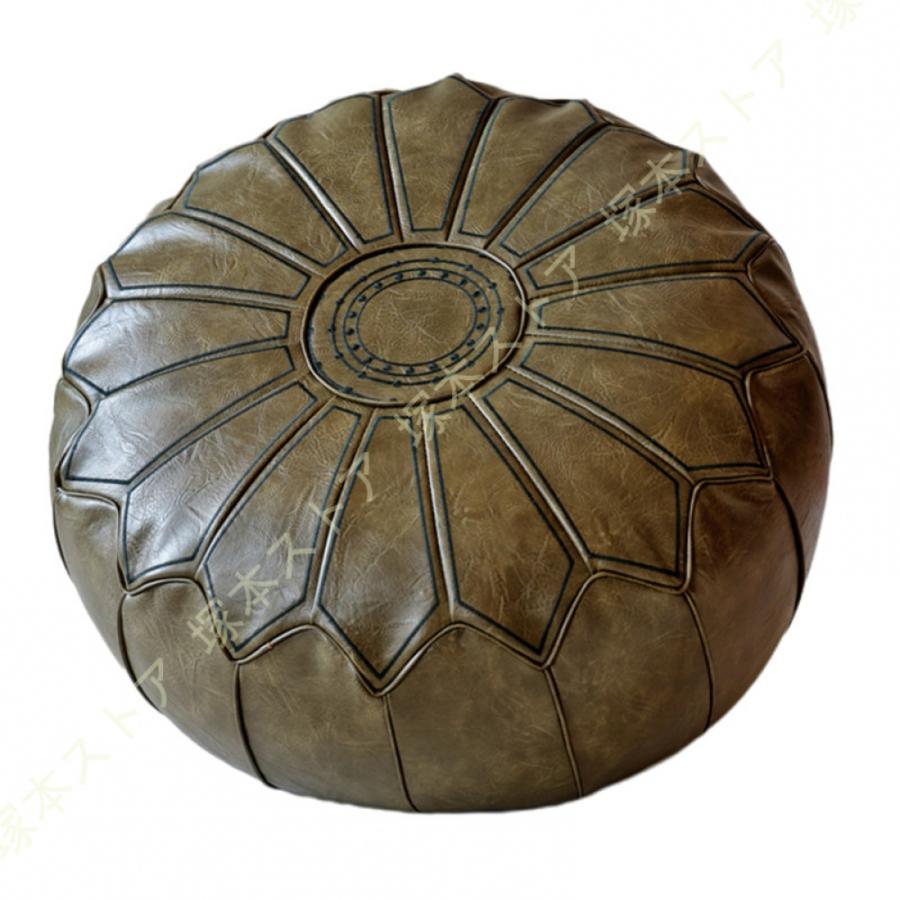モロッコ プフ パイピング(大) オットマン 本革 天然山羊革 レザー