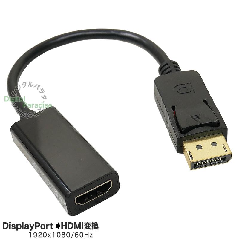DisplayPort→HDMI変換ケーブル 25cm ディスプレイポート端子からHDMI