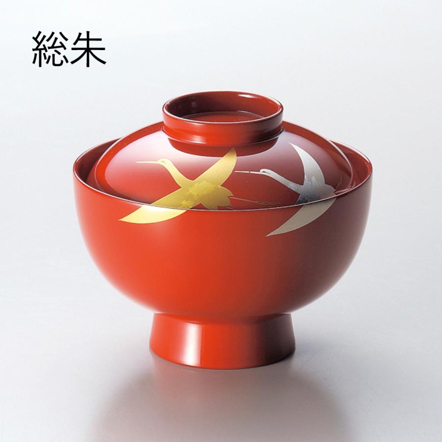 箔鶴蒔絵 雑煮椀 蓋付き おしゃれ モダン 大きめ お椀 越前漆器