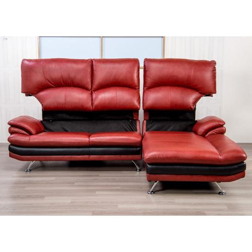 幅237］左カウチソファ 本革 「YCS150003RD」 レッド ヤマダオリジナル