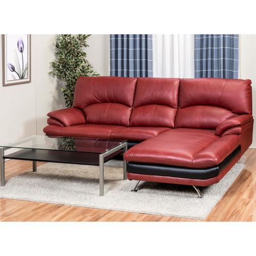 幅237］左カウチソファ 本革 「YCS150003RD」 レッド ヤマダオリジナル