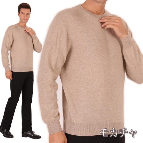 カシミヤ 100％ クルー セーター 天竺 無染色 メンズ トップス 男性