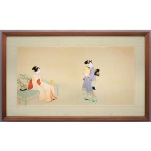 上村松園 「 御ひな之図 」 彩美版 額装 版画 日本画 絵画 おひなさま