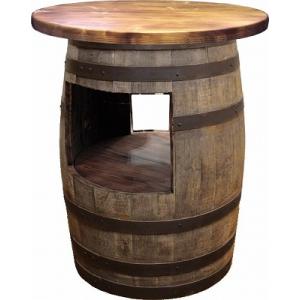 ウイスキー樽テーブル シンプルタイプ（天板800φ）（黒タガ）（代引き