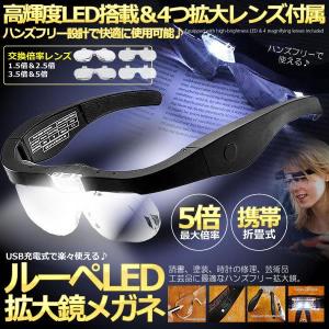 ルーペ 拡大鏡 拡大鏡メガネ 4種レンズ 眼鏡型ルーペ 眼鏡ルーペ