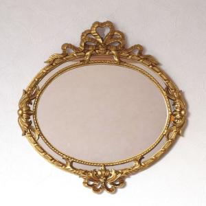 イタリア製 ロココ調 ヨーロピアン 壁掛け鏡 オーバルミラー ゴールド