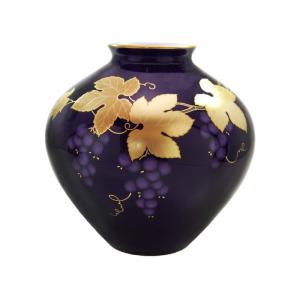 香蘭社 花瓶 ルリ金彩葡萄 有田焼 仏具 磁器製 インテリア 和室 洋室