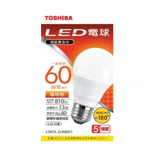 TOSHIBA（東芝） TOSHIBA LED電球 60W 電球色 E26 LDA7L-G/K60V1