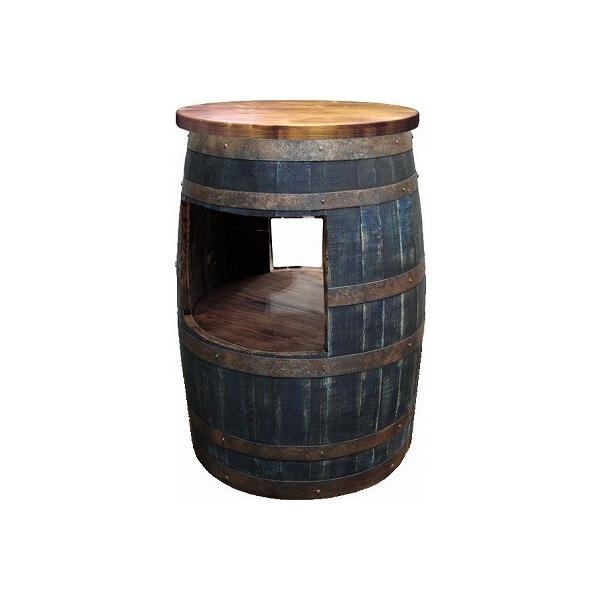 ウイスキー樽テーブル ホロウタイプ（天板600φ）（アンティークブルー