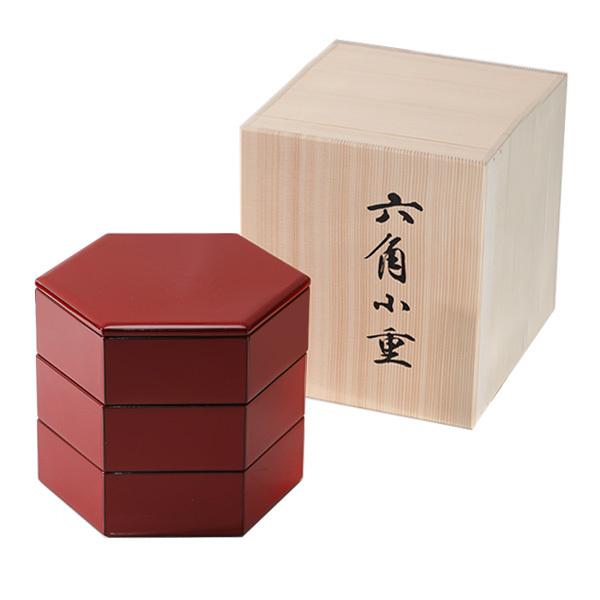 山田平安堂 【送料無料】六角三段小重 朱塗（木箱入） : 漆器 山田平安