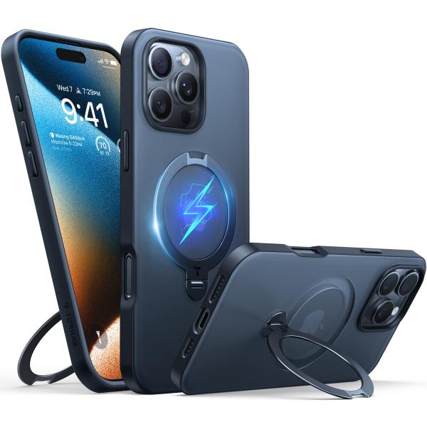 TORRAS iPhone 16 Pro 用 ケース【超剛性｜360° ゼンマイ式スタンド