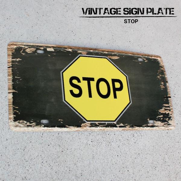 ブリキ看板 STOP 止まれ 壁飾り アメリカンビンテージ 壁付け サイン