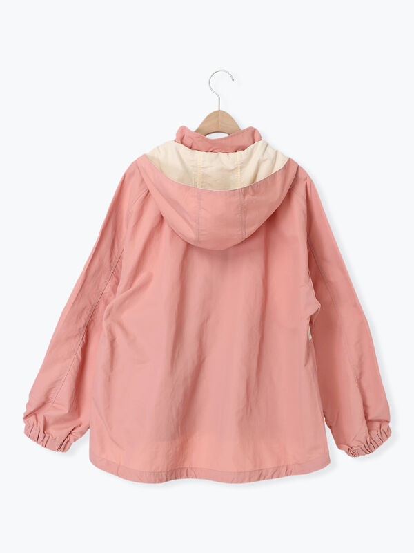 セール】 【撥水加工】切替2WAY配色パーカー（チャコールグレー/ピンク