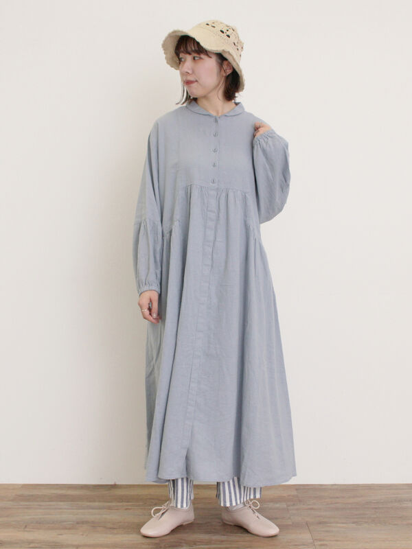 セール】 【Cross×Linen】ショールカラーワンピース ≪S/Mサイズ