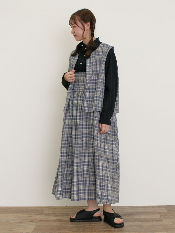 セール】 【Cross×Linen】ジャンスカ（ブラック/レッド/ベージュ