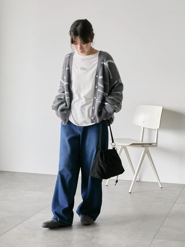 セール】 ◎ニュアンス柄ニットCD（グレー/ブラック/キナリ/トップス