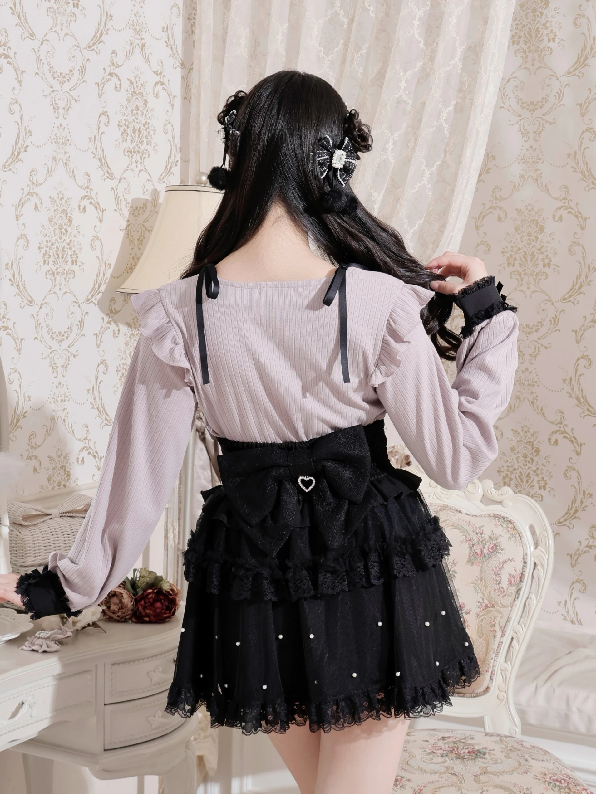 リボンストラップヨークフリルカットソー（カットソー・Tシャツ｜A柄