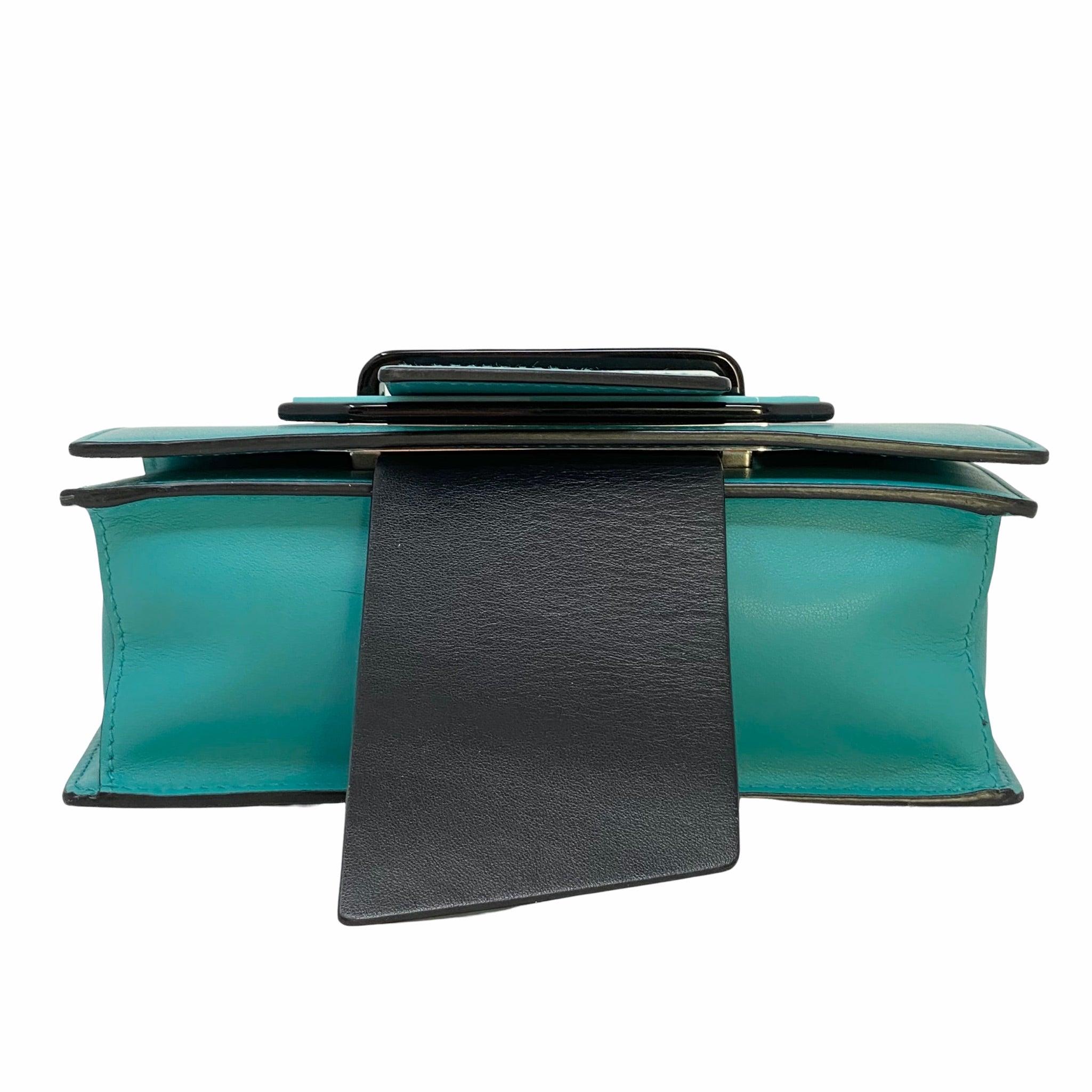 Prada Turquoise Plex Ribbon Geometric Crossbody Bag | Jadore Couture