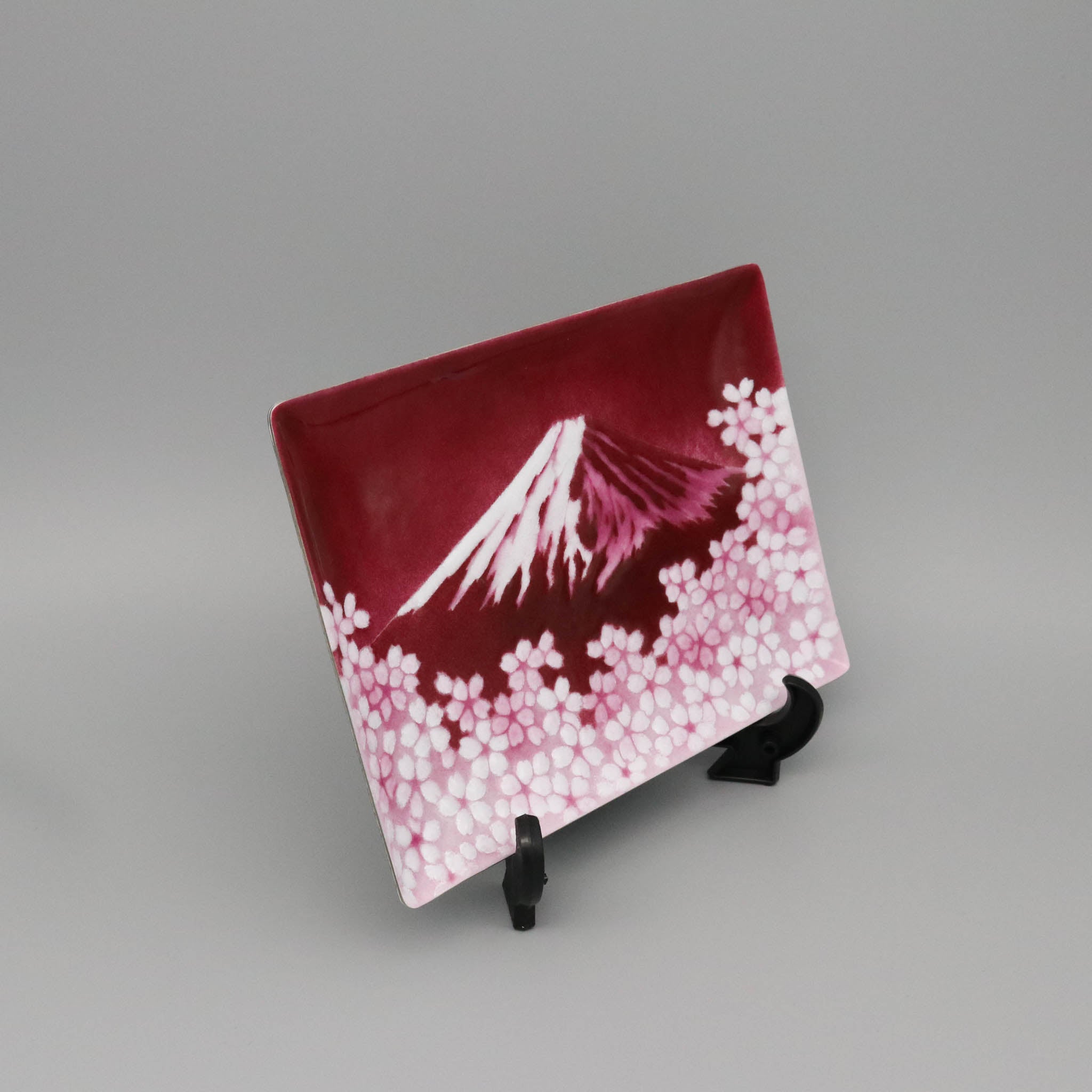 七宝焼き | 飾皿 | 赤富士 15x21