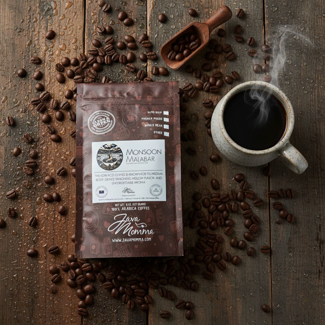 Indian Monsoon Malabar Coffee | Dark Roast, Low Acid, Single