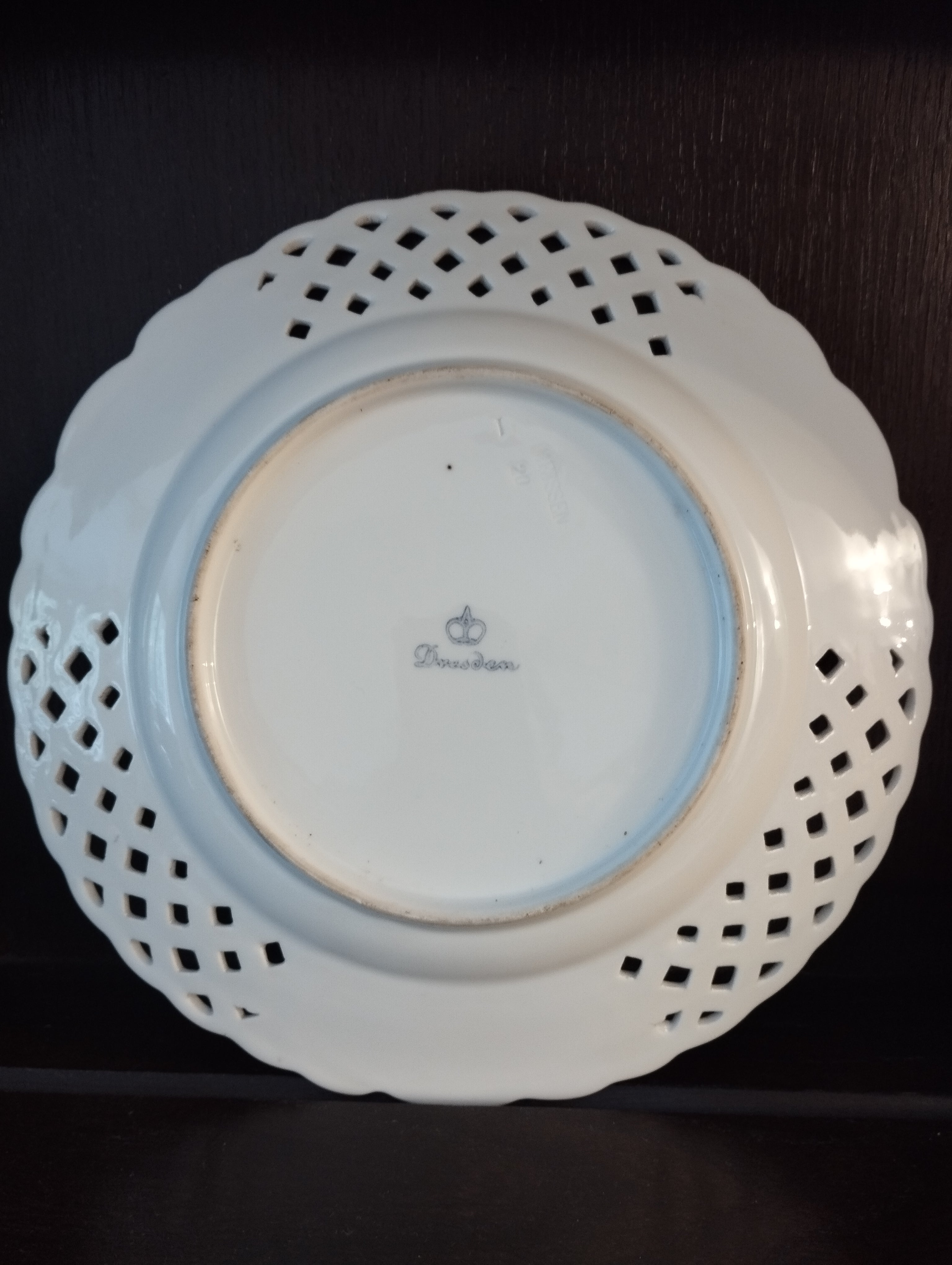 マイセン窯 ドレスデン絵付け 透かし皿 21cm | 19世紀アンティーク