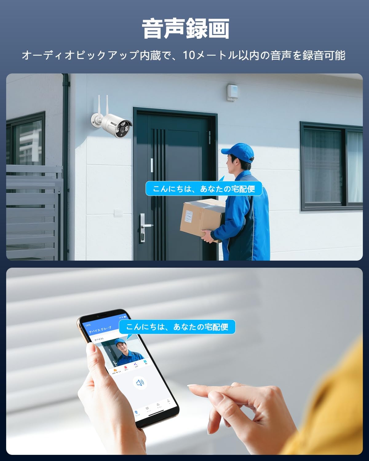 300万画素 ワイヤレス防犯カメラセット4台 1TB HDD内蔵 家庭用 屋外