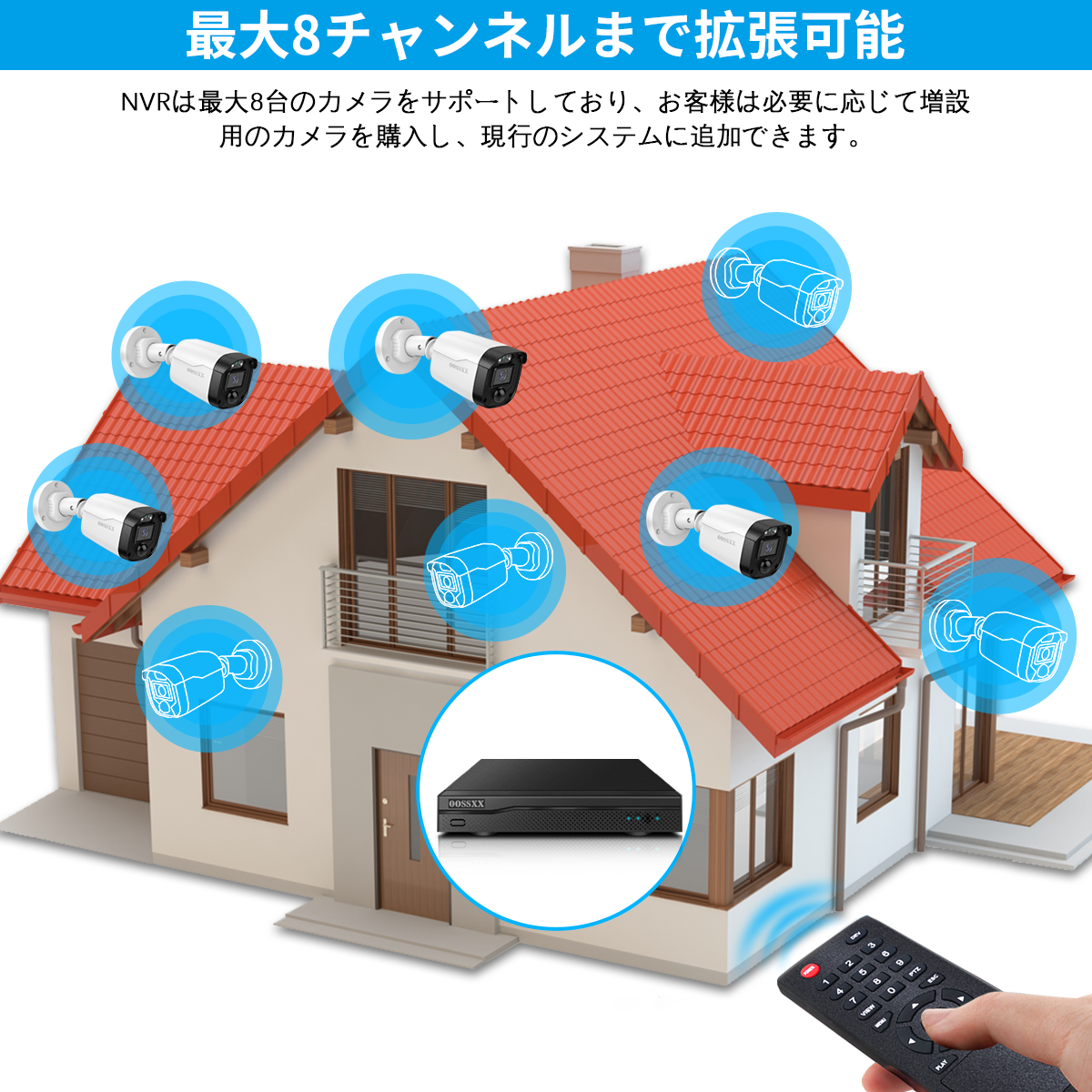 500万画素 家庭用POE防犯カメラ 双方向通話 AI人体検知 屋内外両用 E