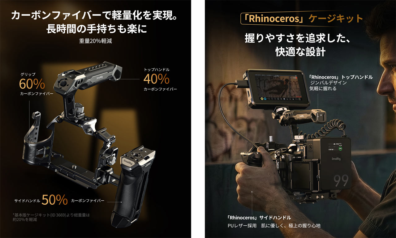 SmallRig、ソニーα7 V対応のケージキット「Rhinoceros」「HawkLock
