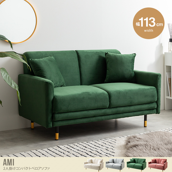 送料無料】Ami アミー 幅113 2人掛けソファ コンパクトソファー フロア