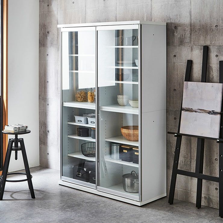 横スライド扉でキッチン導線もスムーズ 扉が選べる大容量引き戸食器棚