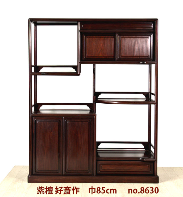 飾り棚:紫檀 好斉作 隅丸無地2.8尺 大阪唐木指物(これから仕上げ品) no