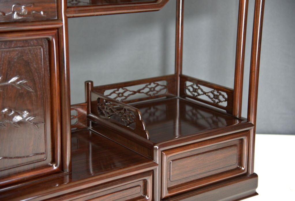 飾り棚: 紫檀 筆返 4尺水棚 no.8615 (日本製) / 唐木家具OSAKA