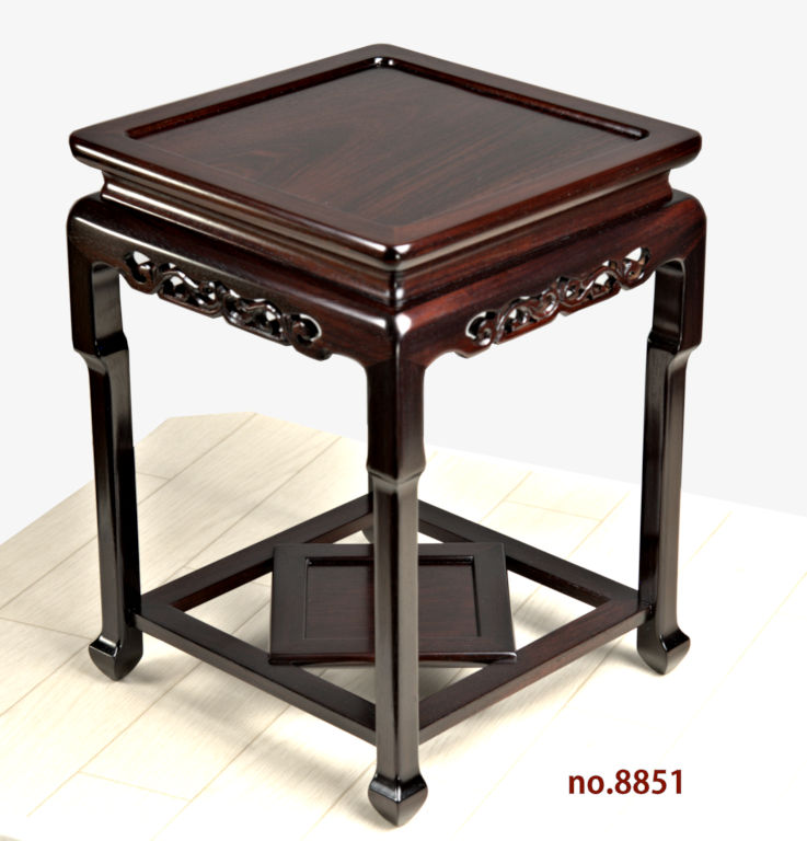 花台: 紫檀 入足中卓 高さ30.5cm 高嶋作 唐木指物工芸 no.8851 / 唐木