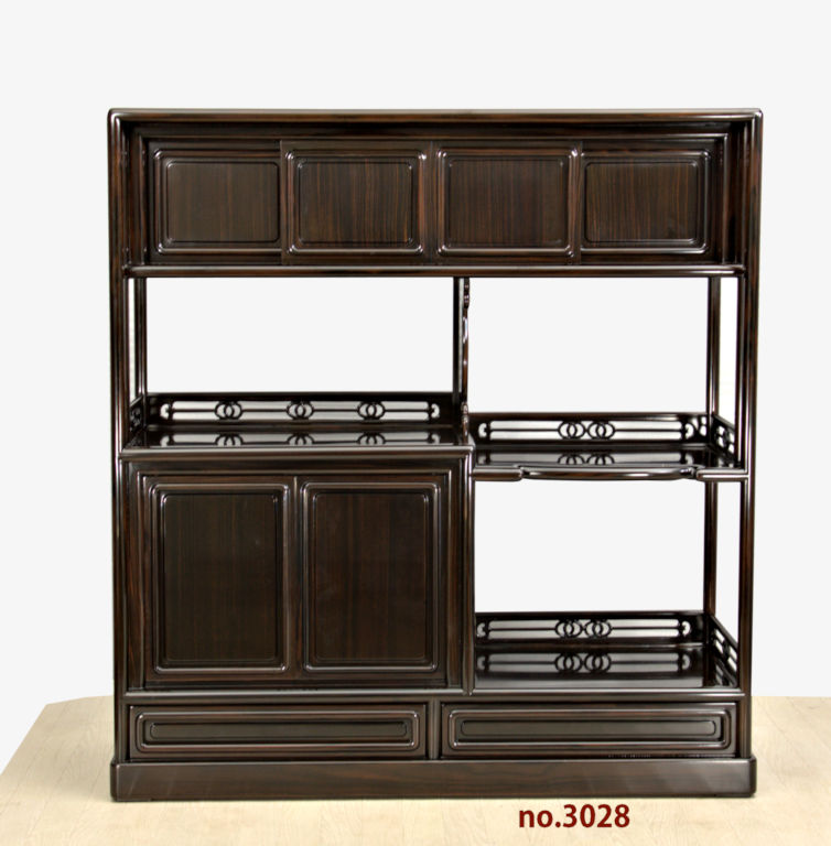 飾り棚 :黒檀 隅丸 6枚戸 3.8尺棚 no.3028 / 唐木家具OSAKA