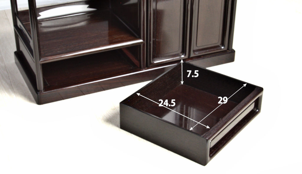 飾り棚: 紫檀 藤原作 上2枚戸 巾68cm 大阪唐木指物 no.30322 / 唐木