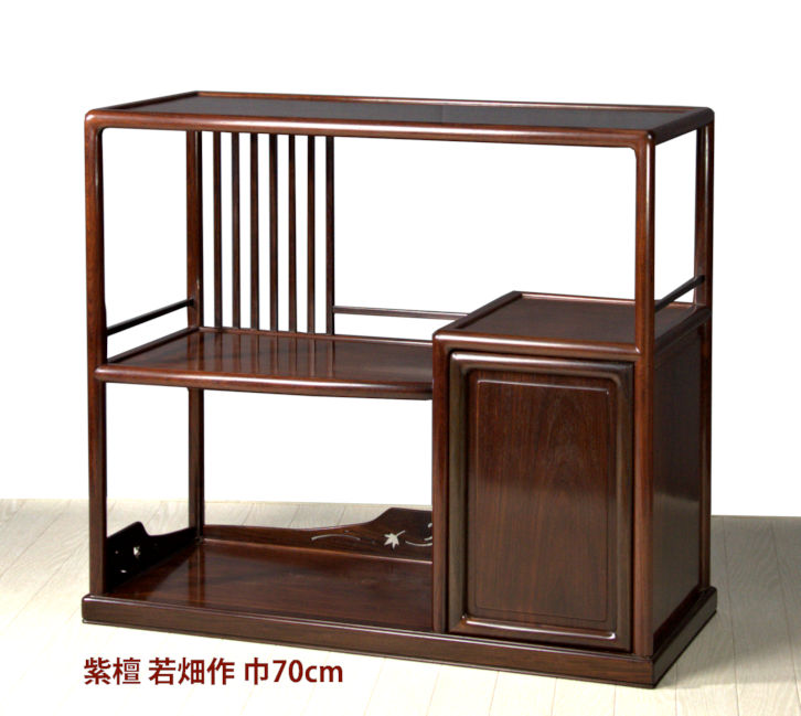 飾り棚: 紫檀 大阪唐木指物 若畑作 片開き 2尺棚 no.3506 / 唐木家具OSAKA