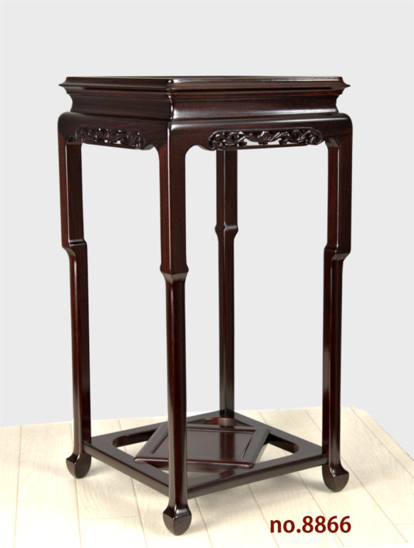 花台: 紫檀 角高卓 盆栽台 漆 高さ47cm 大阪唐木指物 no.8866 / 唐木