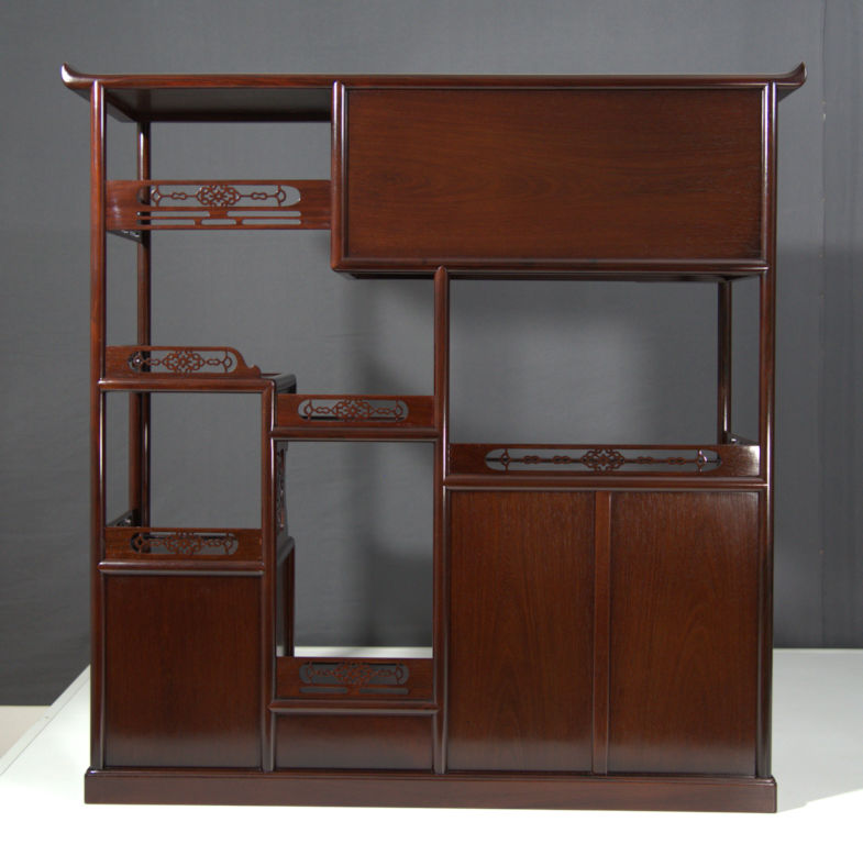 飾り棚:紫檀 打越作 中違い 3.8尺棚 大阪唐木指物 (これから仕上げ品