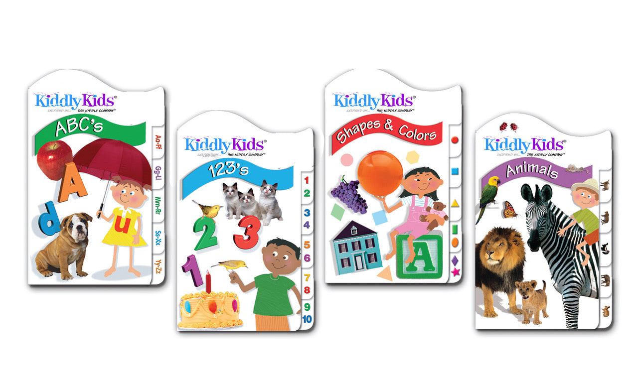 KiddlyKids® Board Book Set of 4 - ABCs, 123s, Animals, Shapes and Colo