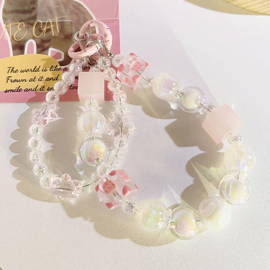 クリアービーズ2連ストラップ / clear beaded double strap – Bancha