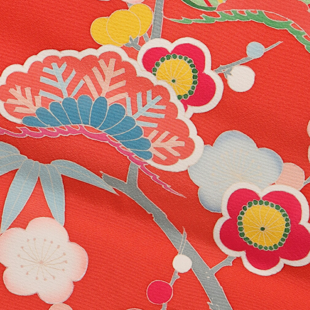 七五三 着物 7歳 女の子 四つ身 正絹 高級 長襦袢 重ね衿 ＜朱色